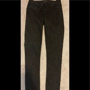 White House Black Market Skinny Black Jacquard Printed Fabric Jeans